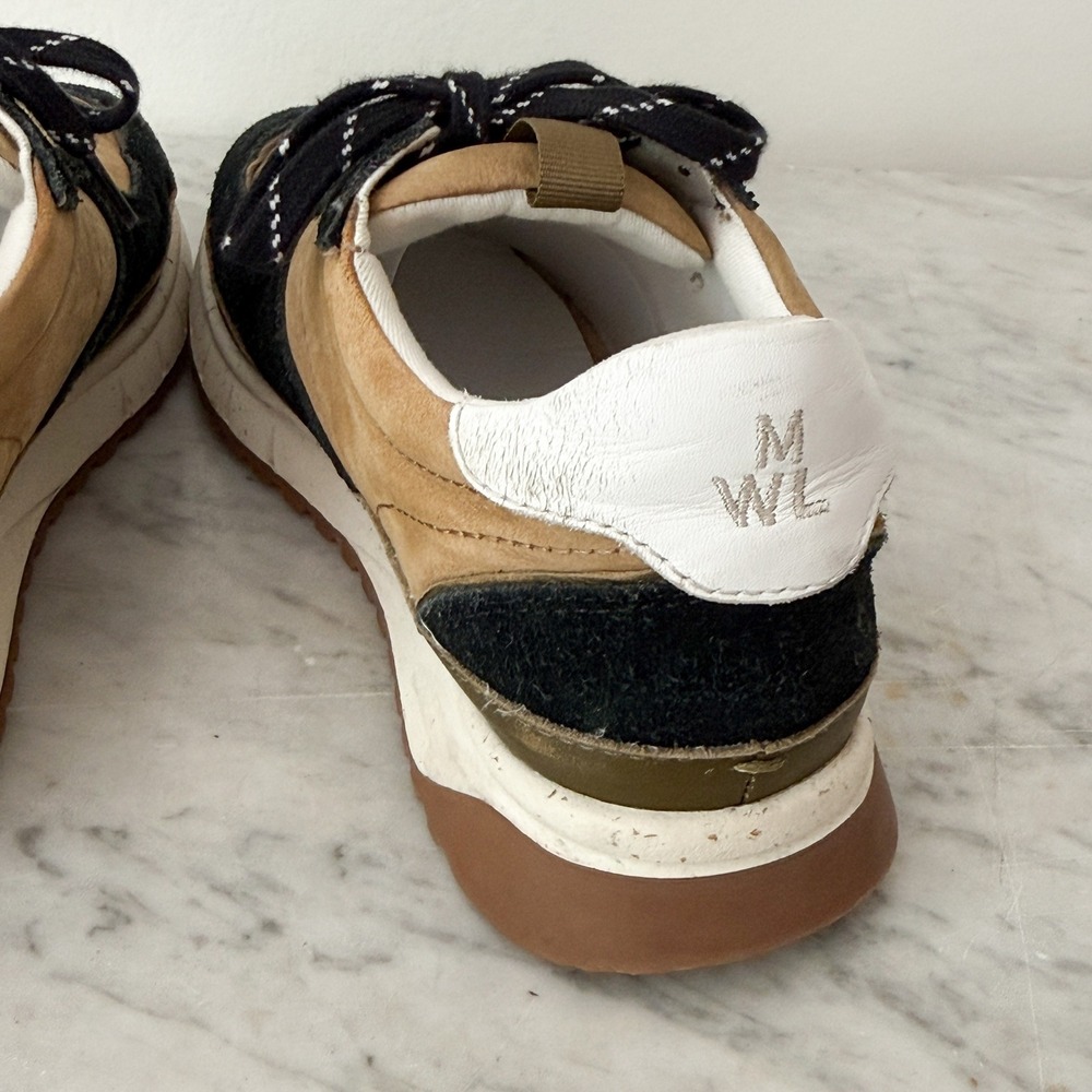 Madewell MWL Athleisure Kickoff Trainer Sneakers 7.5 Tan Black Suede Leather - Picture 6 of 8